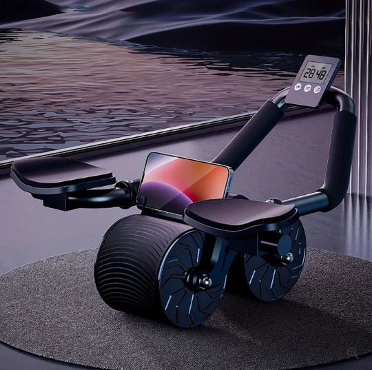 Rodillo Abdominal con Apoyabrazos, Cronómetro y Alfombrilla